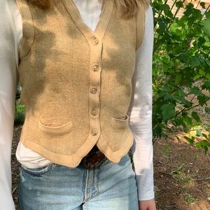 Ralph Lauren, vest, women’s, tan, beige, button up, v-neck